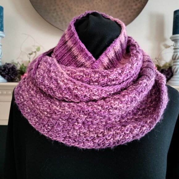 Luxury Alpaca Merino Silk Hill & Dale Infinity Neck Cowl Scarf Pink Champagne - Picture 2 of 6